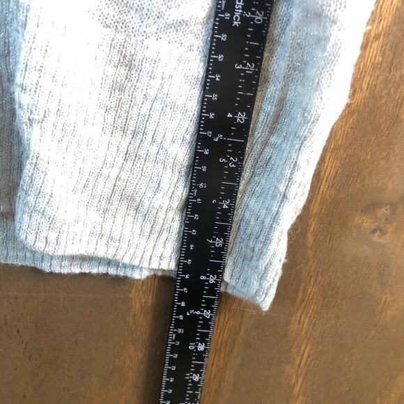 Express Womens Sweater Gray Metallic Thin Deep V Neck Merino Wool Blend Large - Picture 7 of 13